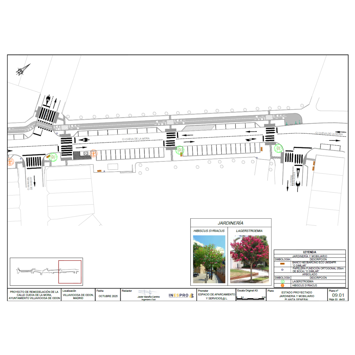 Remodelación de la calle Cueva de la Mora en el tramo entre la intersección de la M-506 y la calle Reina Mercedes